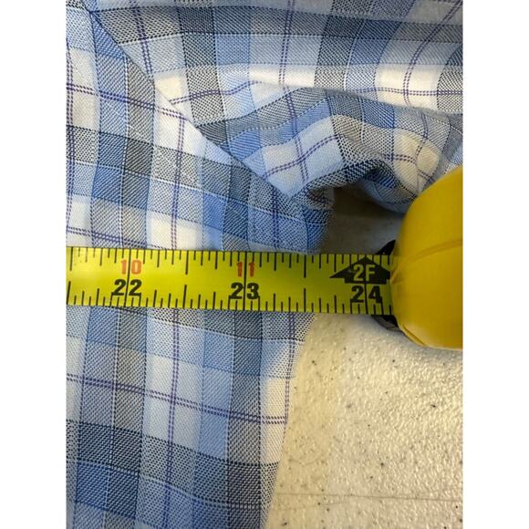 Ted Baker Endurance Flip Cuff Shirt 16.5 34/35 Blue Plaid Cotton Button LS A38 - Picture 7 of 8